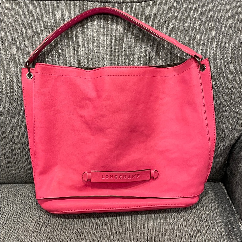 Longchamp Hot Pink Leather Shoulder Bag